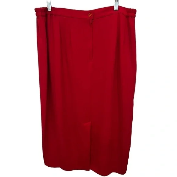 Donna Vinci Plus Size Red Midi Back Zip Kick Pleat Gold Embellished Skirt 20 - Picture 2 of 4